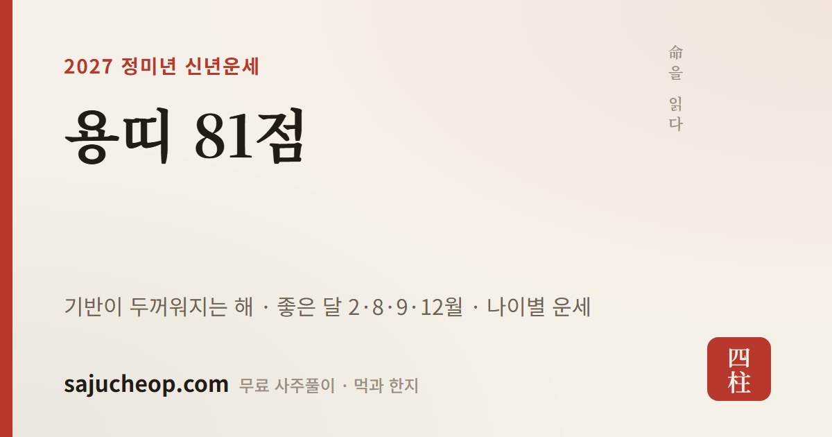 2027년 용띠 운세 81점 — 기반이 두꺼워지는 해