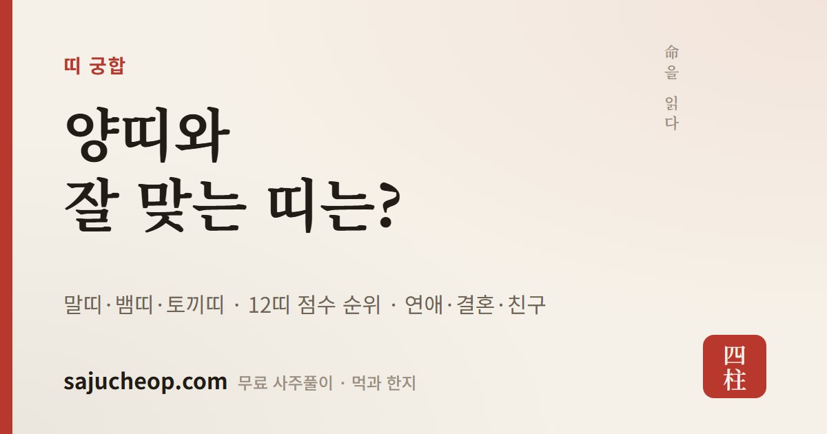 양띠와 잘 맞는 띠는? 말띠·뱀띠·토끼띠 — 양띠 궁합 순위